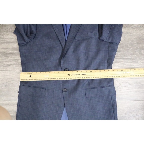 54L Hart Schaffner Marx Navy Wool 2-Piece Suit Trousers Jacket Pants 41 - Picture 6 of 16